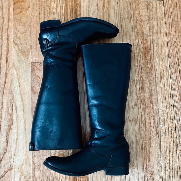 Frye Melissa Button Back Zip Black leather boots women size 6.5 - Picture 3 of 10